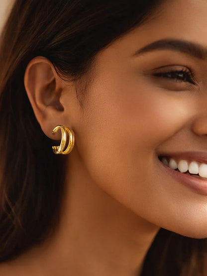 Gold Plated Hoop Earrings Set