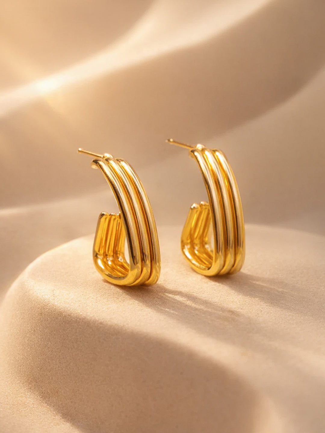Gold Plated Hoop Earrings Set