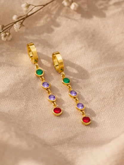 Demi Fine 18K Gold Plated Stainless steel Multi-Gem Crystal Dangler Earrings