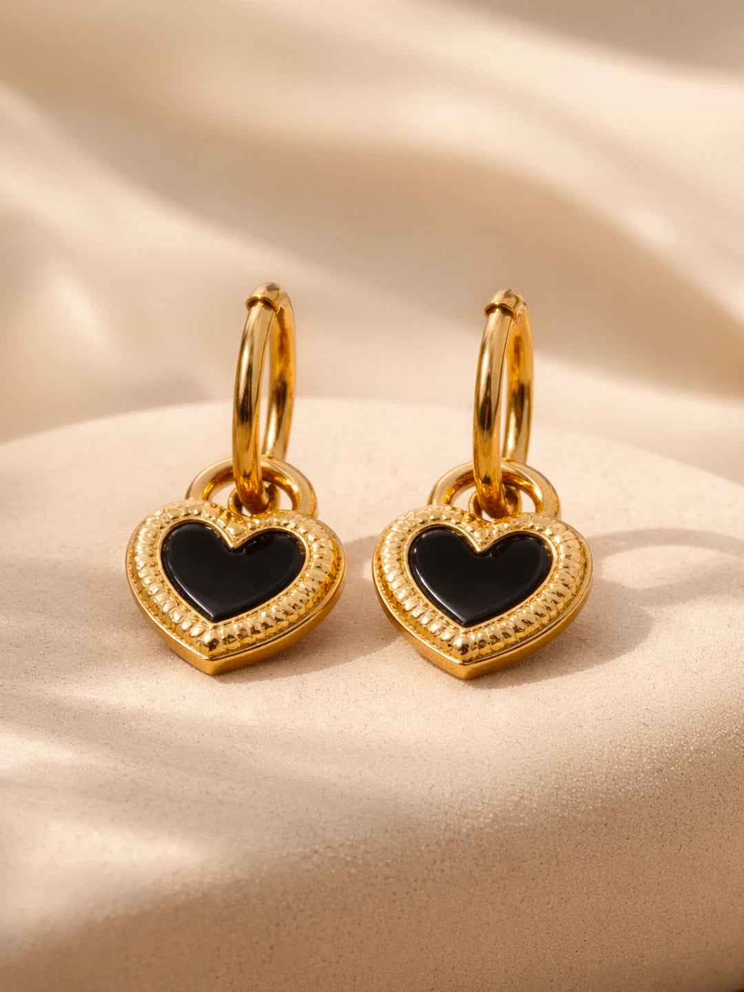 Demi Fine 18K Gold Plated Stainless steel Reversible Heart Drop Hoops