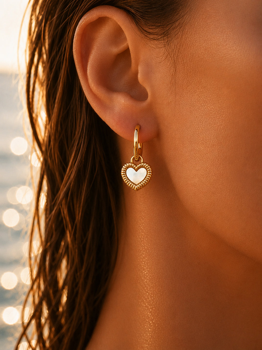 Demi Fine 18K Gold Plated Stainless steel Reversible Heart Drop Hoops