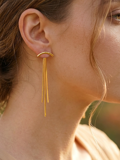 Demi Fine 18K Gold Plated Stainless steel Multi Strand Chain Dangler Earrings