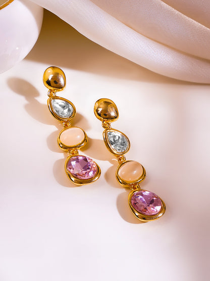 Gold Plated Kundan Multicolor Dangler Earrings
