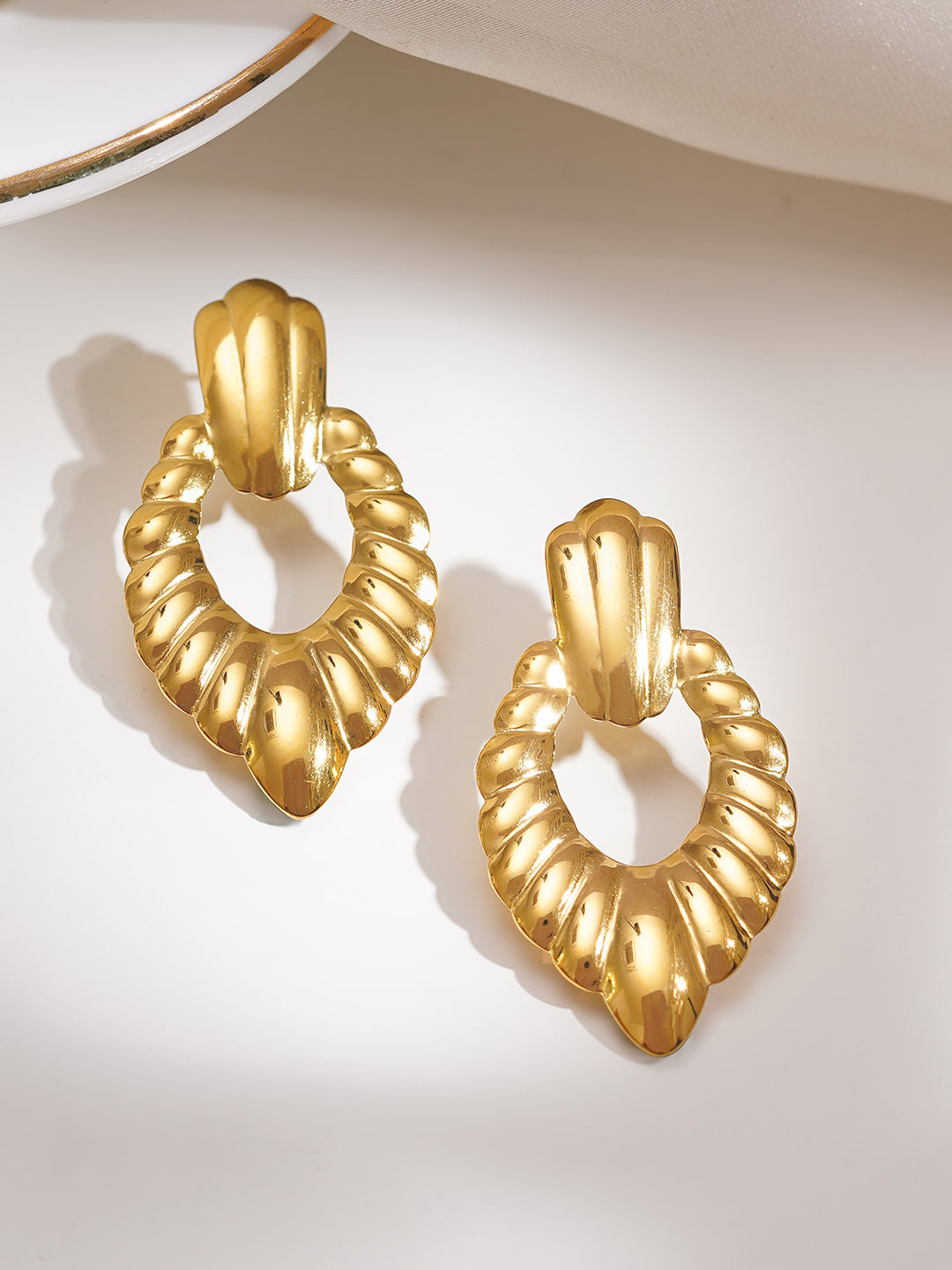 Demi Fine 18K Gold Plated Stainless steel Twisted Statement Drop Earrings