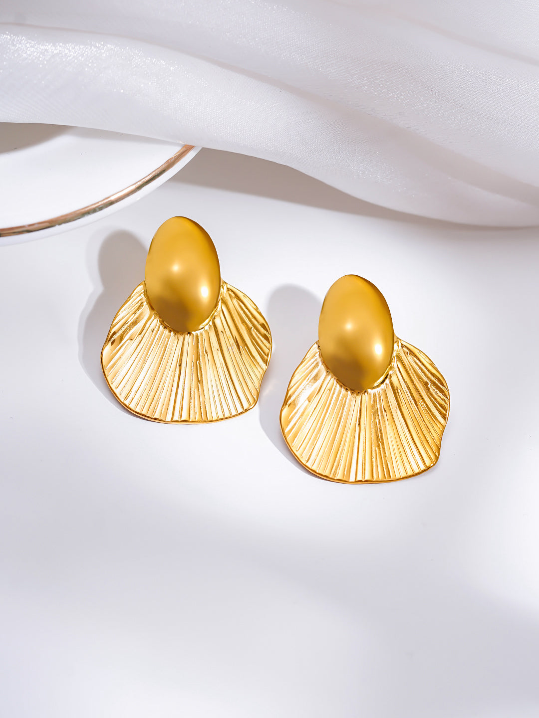 Demi Fine 18K Gold Plated Stainless steel Oversized Shell Statement Earrings