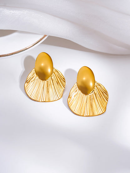 Demi Fine 18K Gold Plated Stainless steel Oversized Shell Statement Earrings