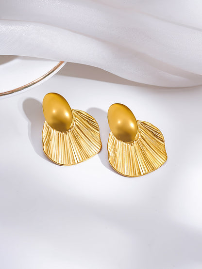 Demi Fine 18K Gold Plated Stainless steel Oversized Shell Statement Earrings