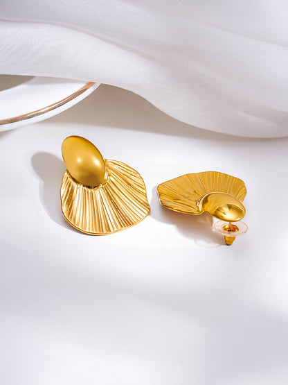 Demi Fine 18K Gold Plated Stainless steel Oversized Shell Statement Earrings