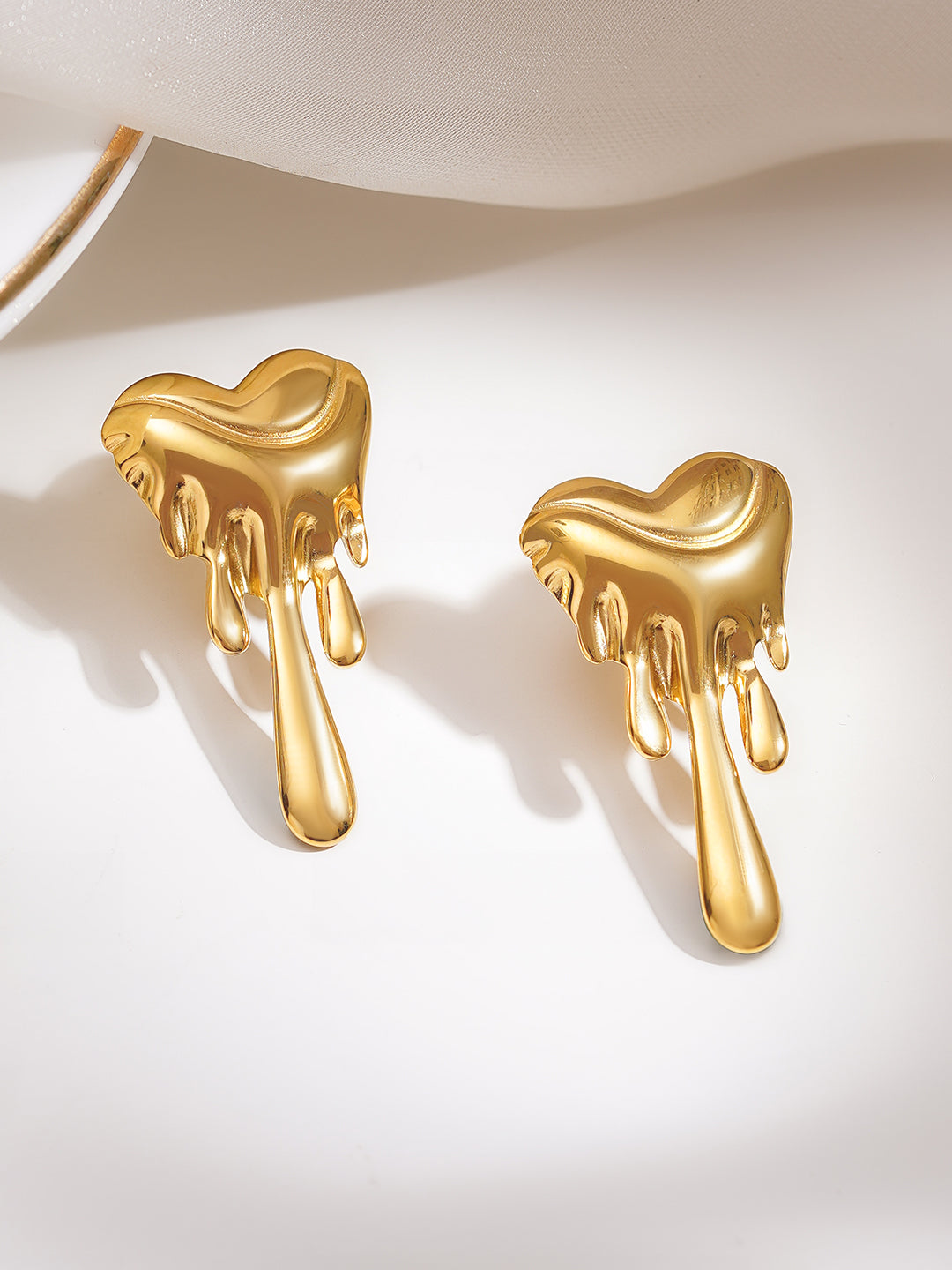 Demi Fine 18K Gold Plated Stainless steel Melted Heart Statement Earrings