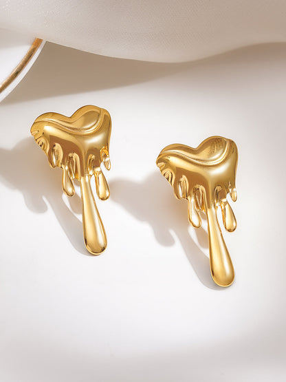 Demi Fine 18K Gold Plated Stainless steel Melted Heart Statement Earrings