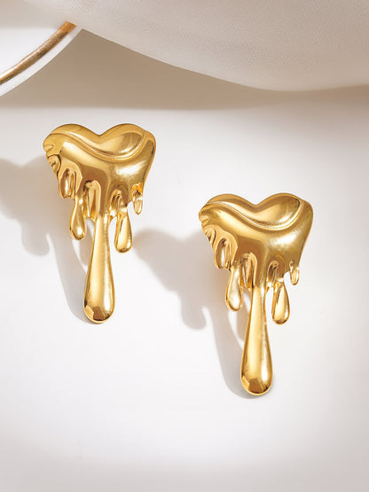 Demi Fine 18K Gold Plated Stainless steel Melted Heart Statement Earrings