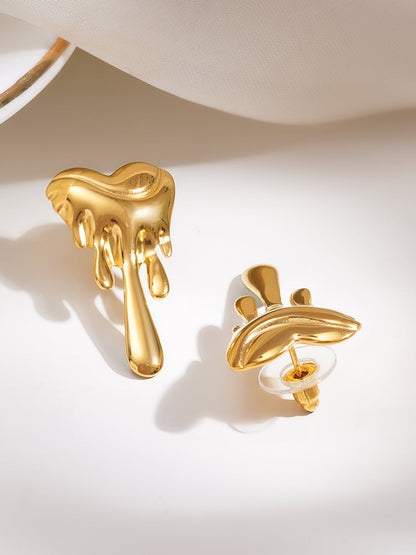 Demi Fine 18K Gold Plated Stainless steel Melted Heart Statement Earrings