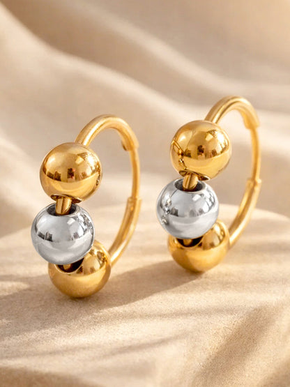 Demi Fine 18K Gold Plated Stainless steel Dual Tone Beaded Hoop Earrings