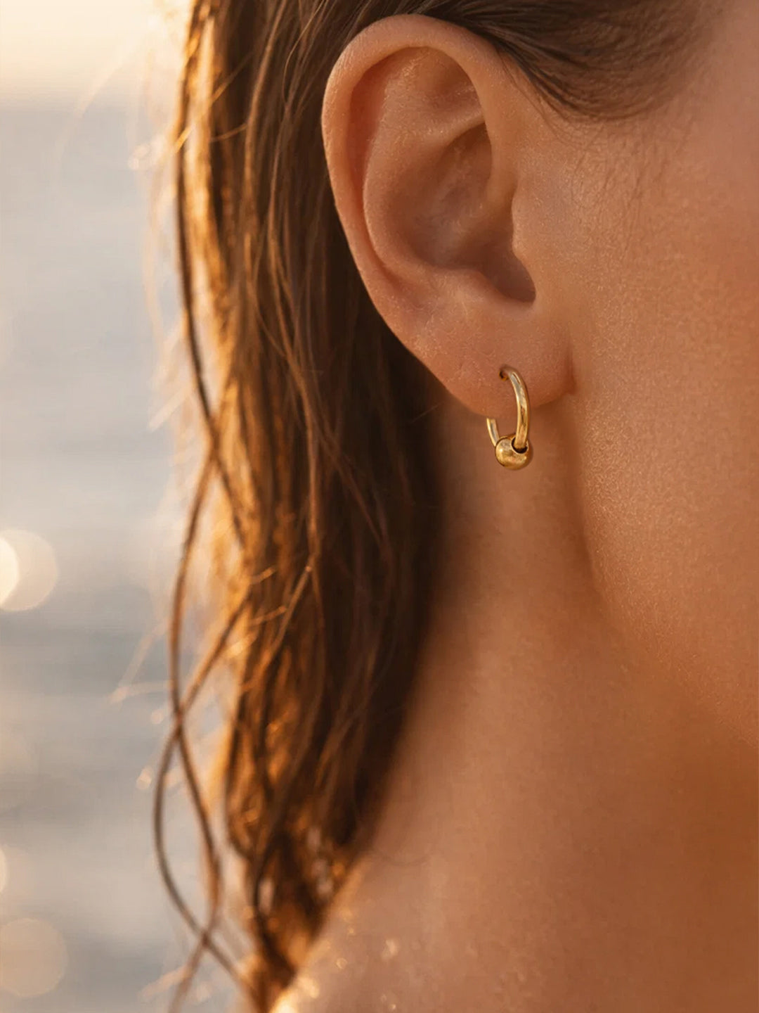 Demi Fine 18K Gold Plated Stainless steel Classic Sphere Hoop Earrings