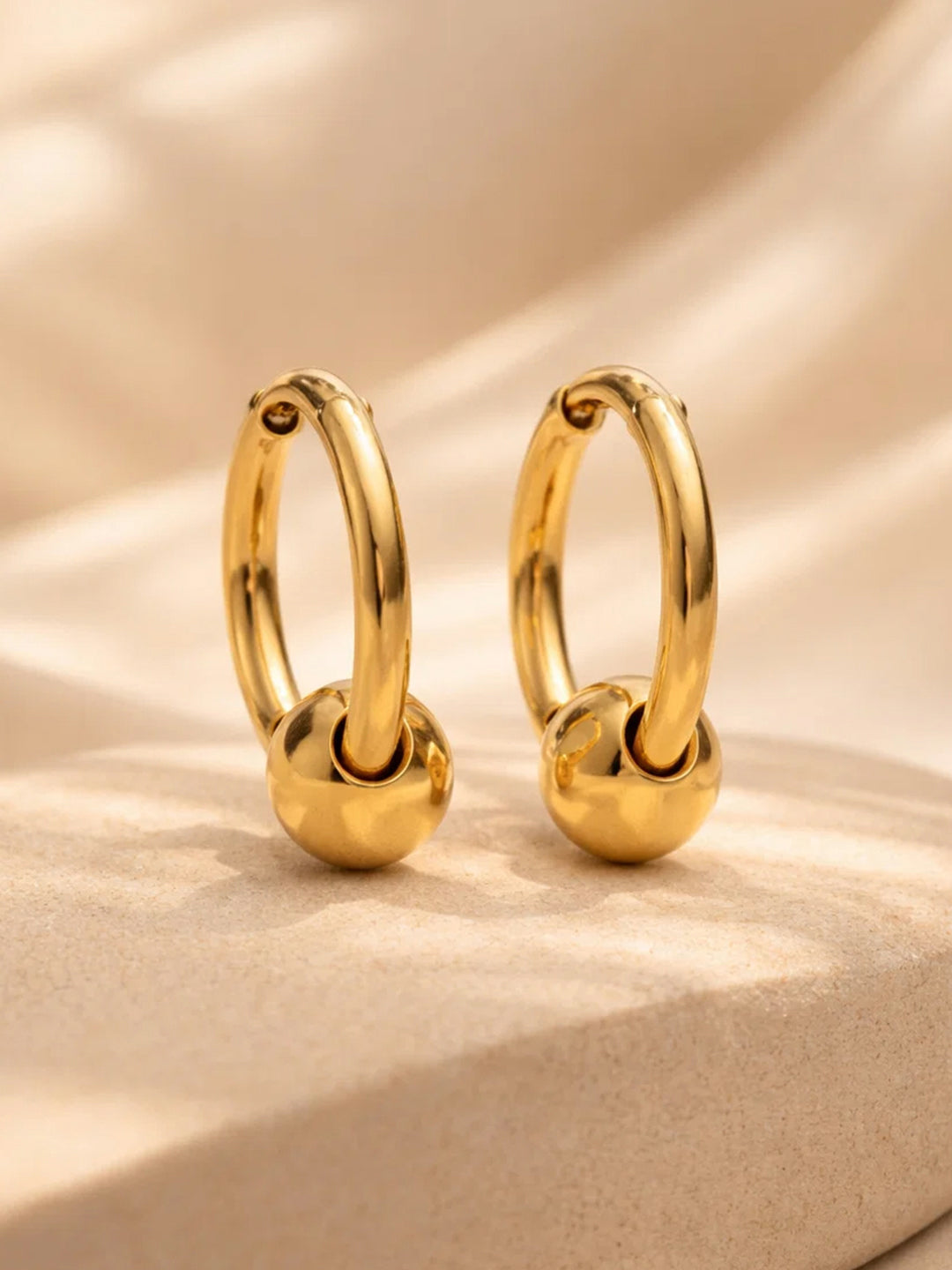 Demi Fine 18K Gold Plated Stainless steel Classic Sphere Hoop Earrings