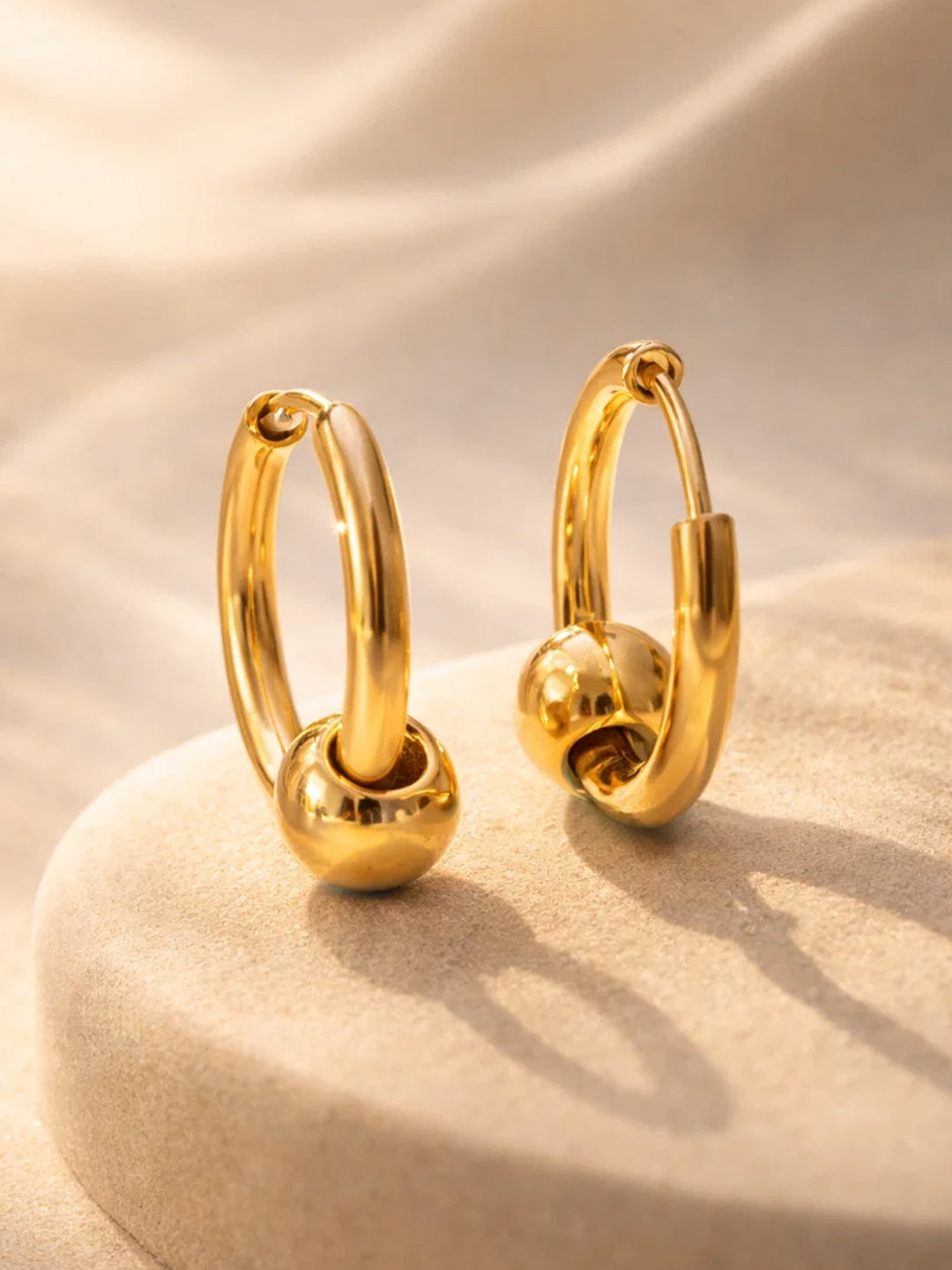 Demi Fine 18K Gold Plated Stainless steel Classic Sphere Hoop Earrings