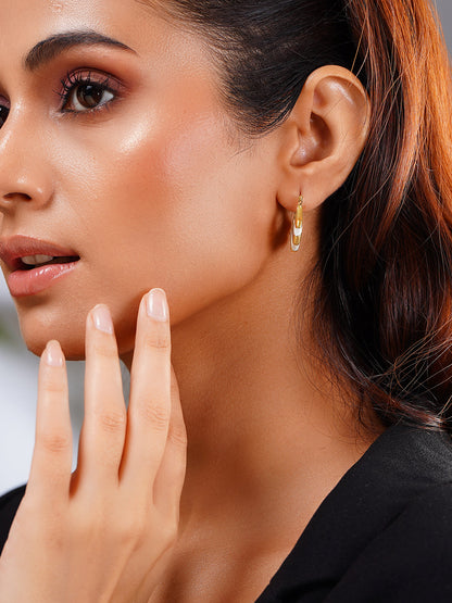Demi Fine 18K Gold Plated Stainless steel Enamel Statement Hoop Earrings