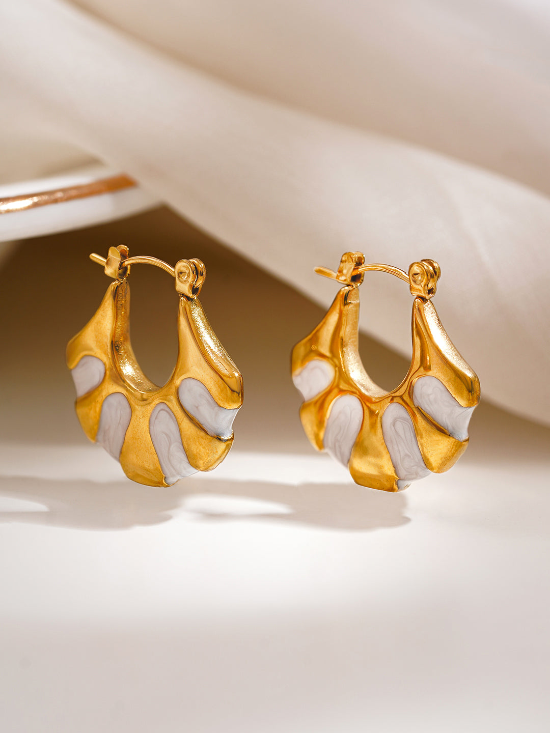 Demi Fine 18K Gold Plated Stainless steel Enamel Statement Hoop Earrings