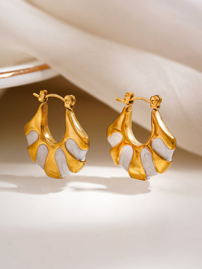 Demi Fine 18K Gold Plated Stainless steel Enamel Statement Hoop Earrings