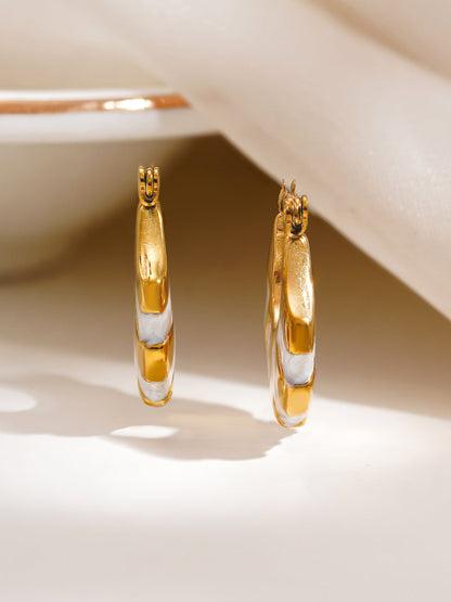 Demi Fine 18K Gold Plated Stainless steel Enamel Statement Hoop Earrings