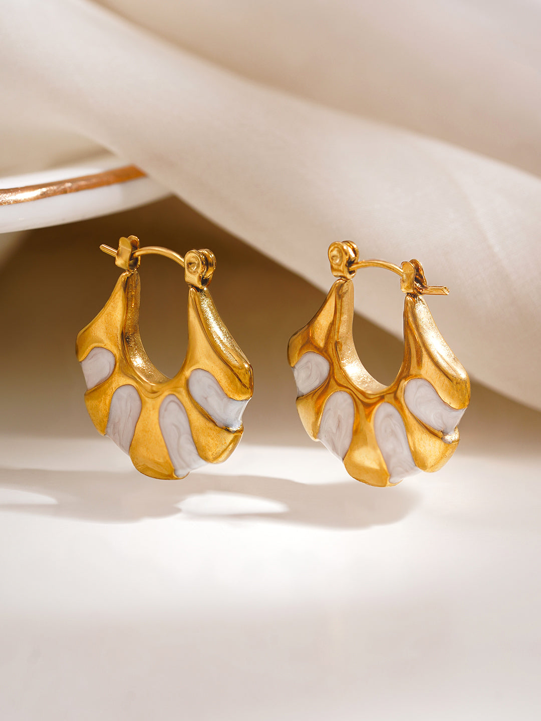 Demi Fine 18K Gold Plated Stainless steel Enamel Statement Hoop Earrings