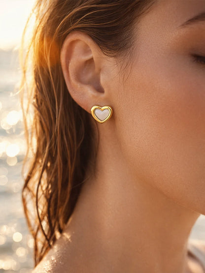 Demi Fine 18K Gold Plated Stainless steel Heart Stud Earrings