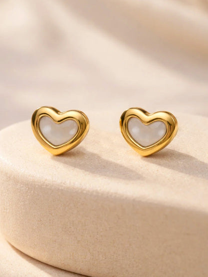 Demi Fine 18K Gold Plated Stainless steel Heart Stud Earrings