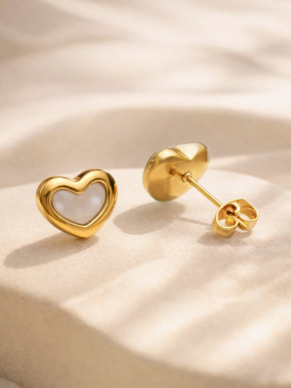 Demi Fine 18K Gold Plated Stainless steel Heart Stud Earrings
