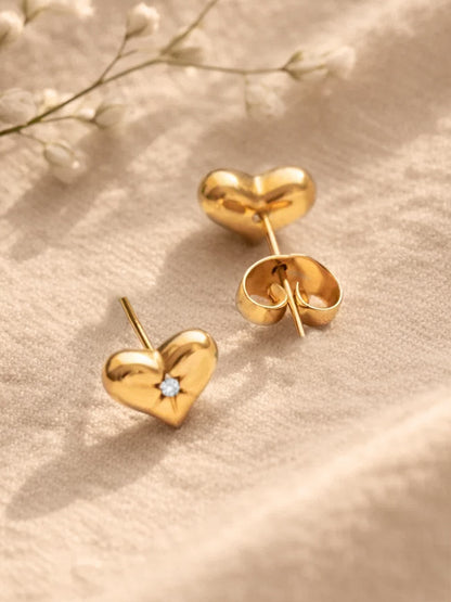 Demi Fine 18K Gold Plated Stainless steel Mini Heart Stud Earrings