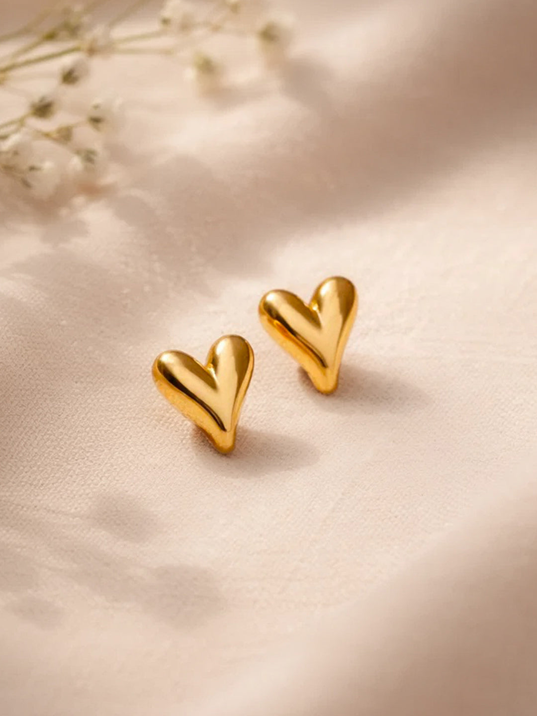 Demi Fine 18K Gold Plated Stainless steel Sleek Heart Stud Earrings