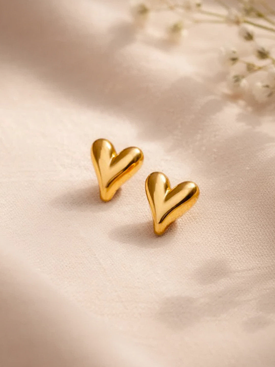 Demi Fine 18K Gold Plated Stainless steel Sleek Heart Stud Earrings