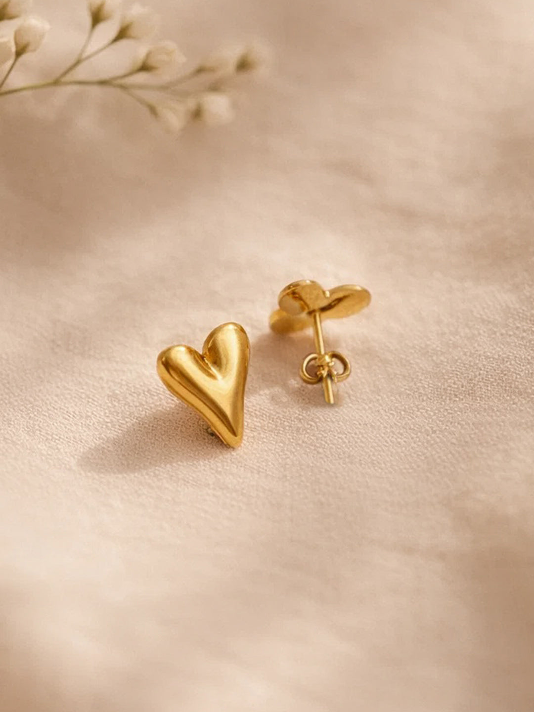 Demi Fine 18K Gold Plated Stainless steel Sleek Heart Stud Earrings