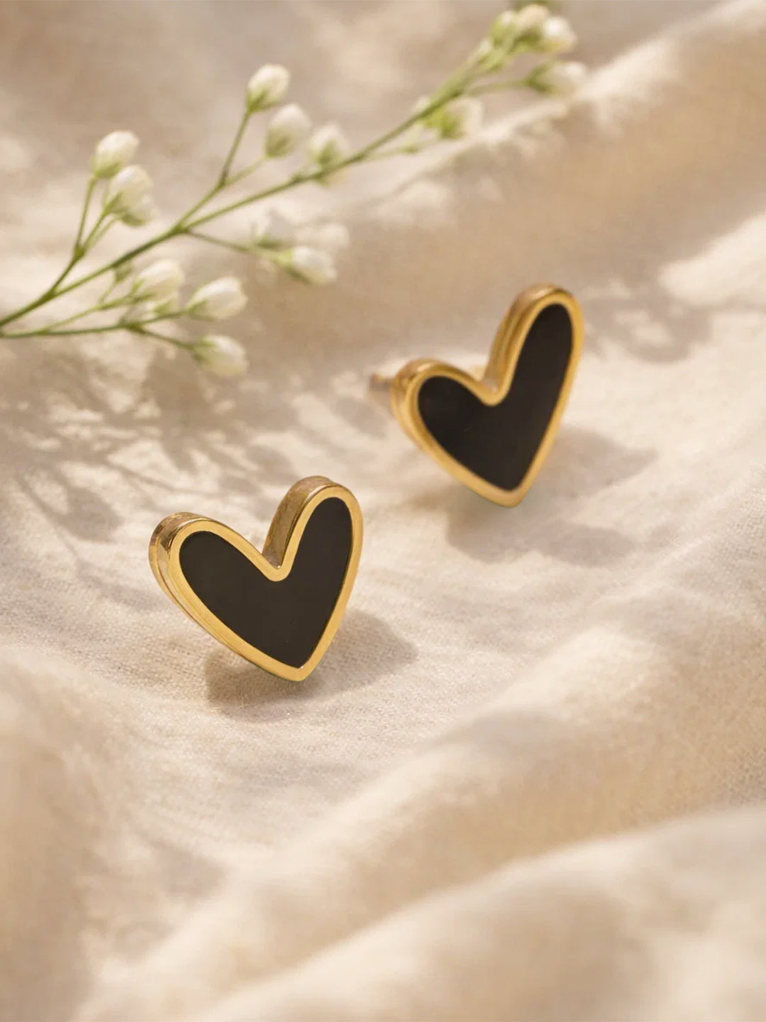 Demi Fine 18K Gold Plated Stainless steel Enamel Heart Stud Earrings