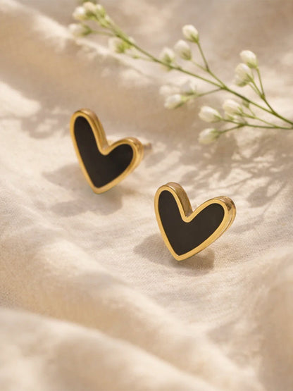Demi Fine 18K Gold Plated Stainless steel Enamel Heart Stud Earrings