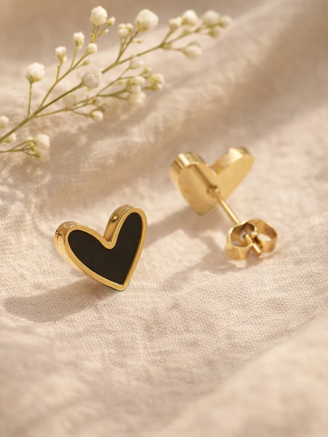 Demi Fine 18K Gold Plated Stainless steel Enamel Heart Stud Earrings