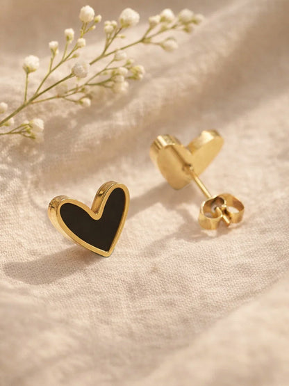 Demi Fine 18K Gold Plated Stainless steel Enamel Heart Stud Earrings