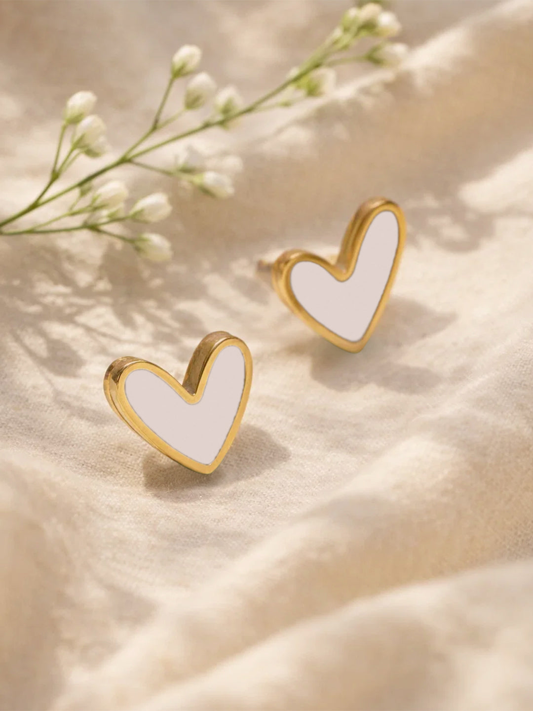 Demi Fine 18K Gold Plated Stainless steel Minimilist Heart Stud Earrings