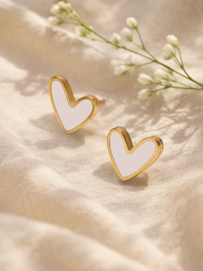 Demi Fine 18K Gold Plated Stainless steel Minimilist Heart Stud Earrings