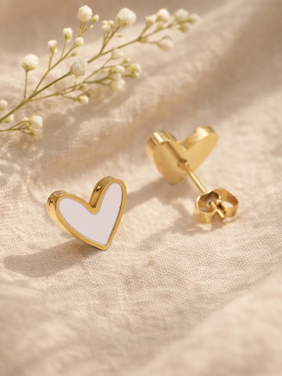 Demi Fine 18K Gold Plated Stainless steel Minimilist Heart Stud Earrings