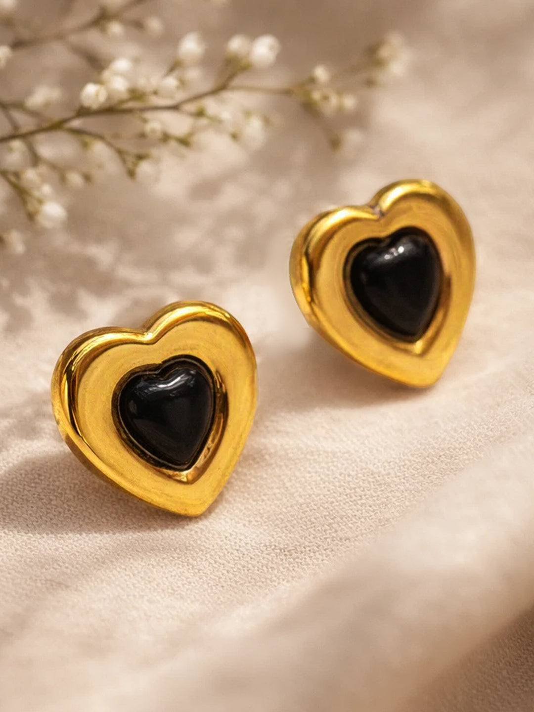 Demi Fine 18K Gold Plated Stainless steel Enamel Dual Heart Studs