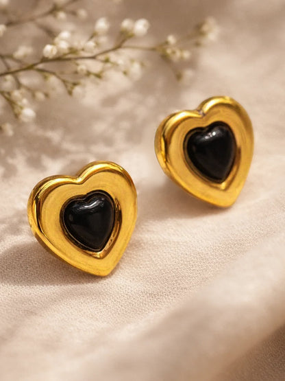 Demi Fine 18K Gold Plated Stainless steel Enamel Dual Heart Studs