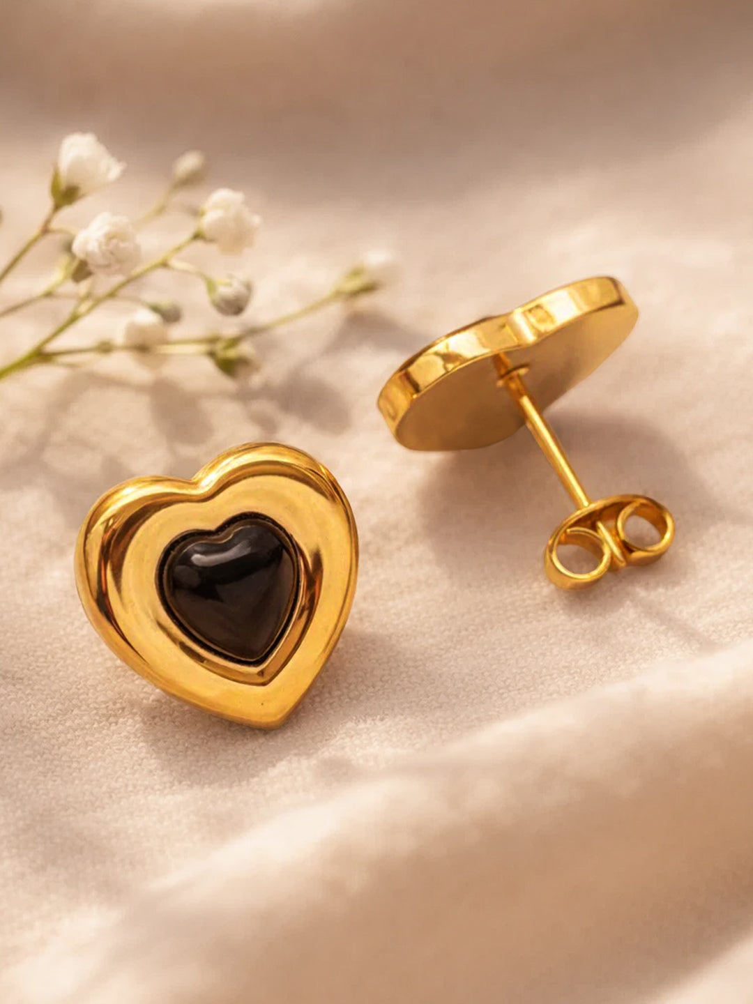 Demi Fine 18K Gold Plated Stainless steel Enamel Dual Heart Studs