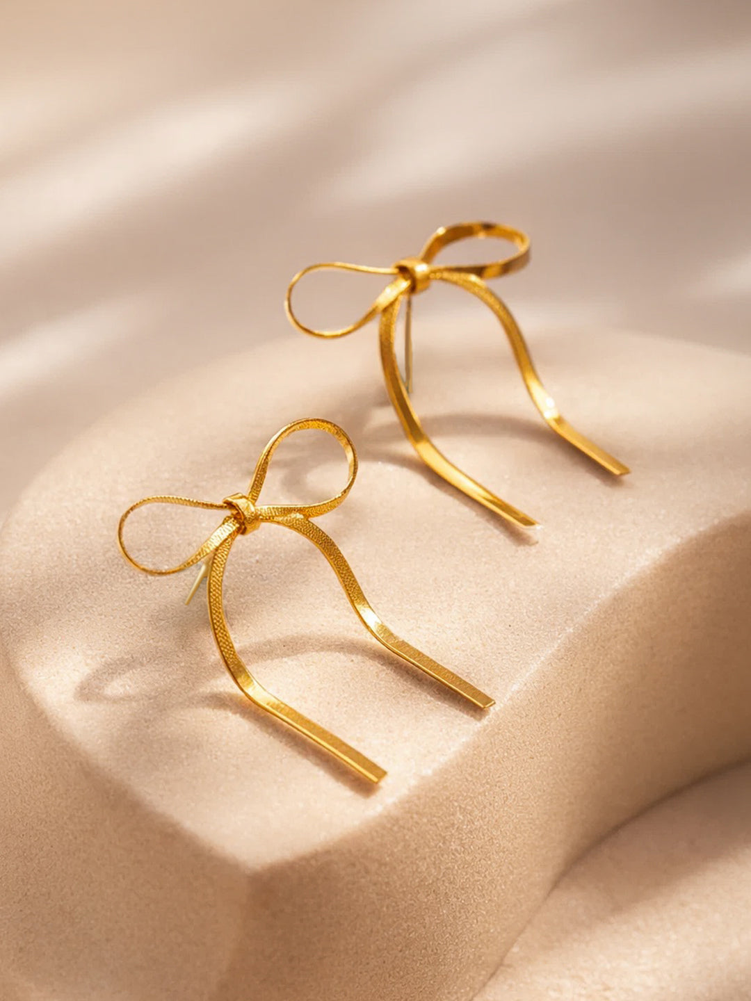 Demi Fine 18K Gold Plated Stainless steel Ribbon Stud Earrings