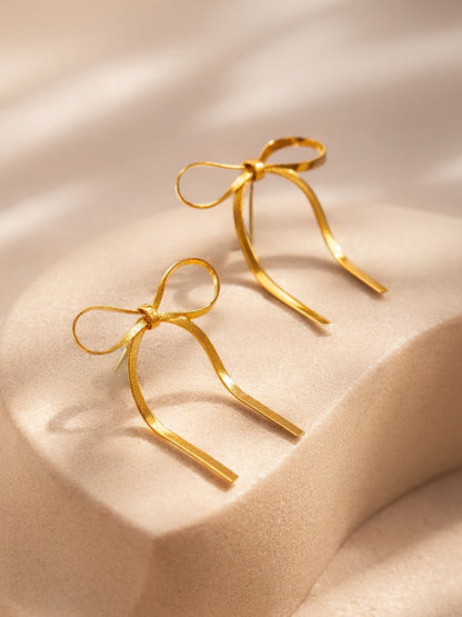 Demi Fine 18K Gold Plated Stainless steel Ribbon Stud Earrings
