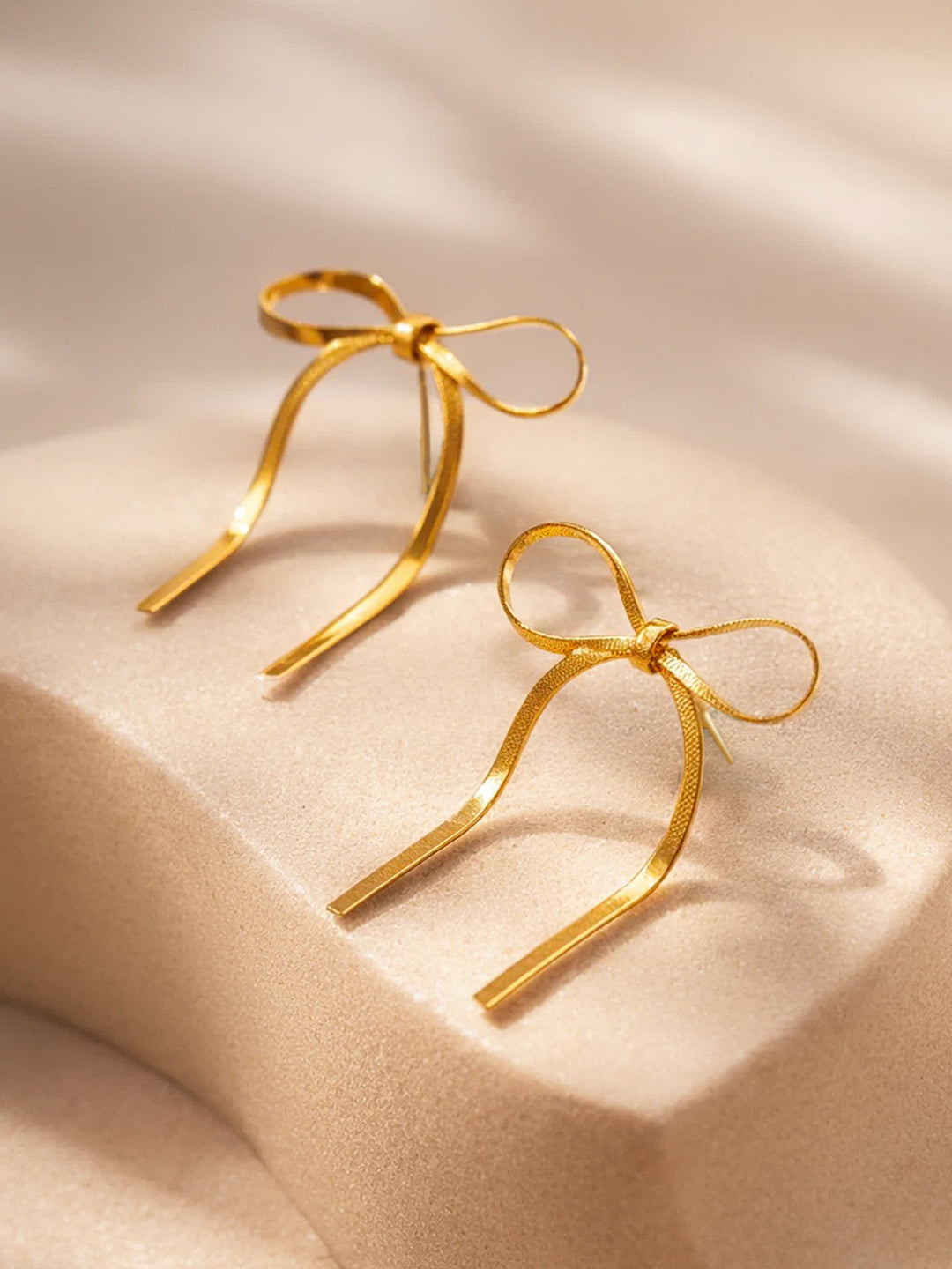Demi Fine 18K Gold Plated Stainless steel Ribbon Stud Earrings