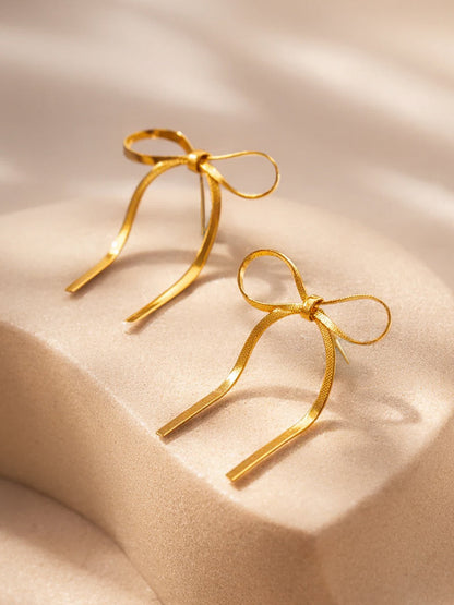 Demi Fine 18K Gold Plated Stainless steel Ribbon Stud Earrings