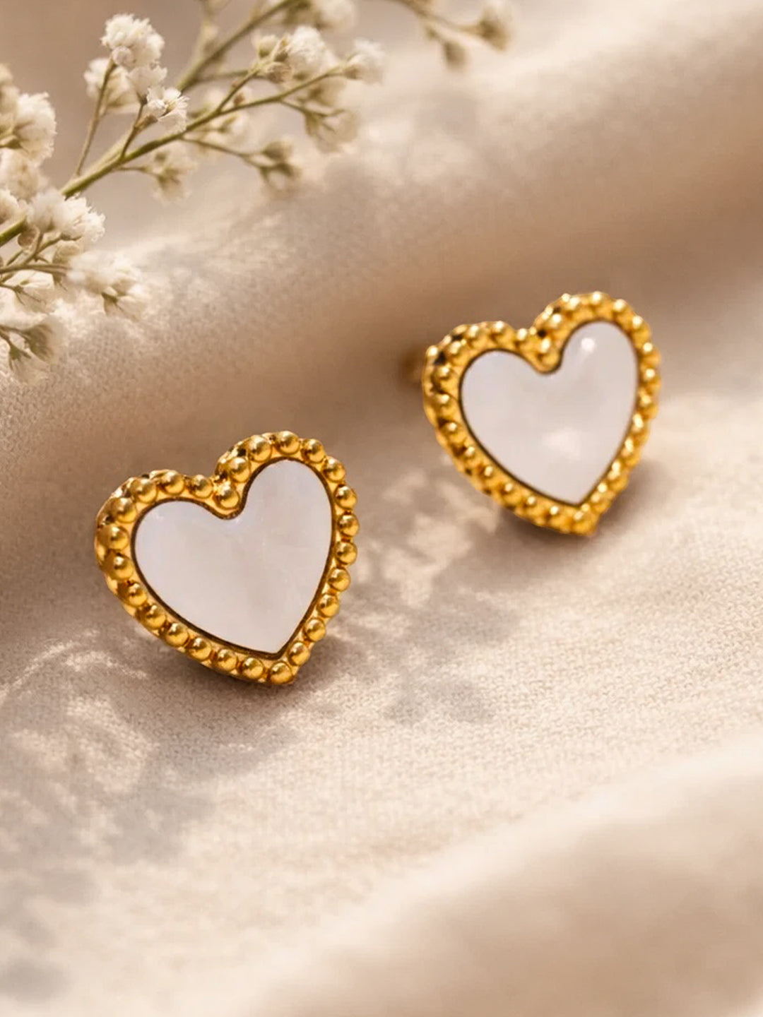 Demi Fine 18K Gold Plated Stainless steel Heart Stud Earrings