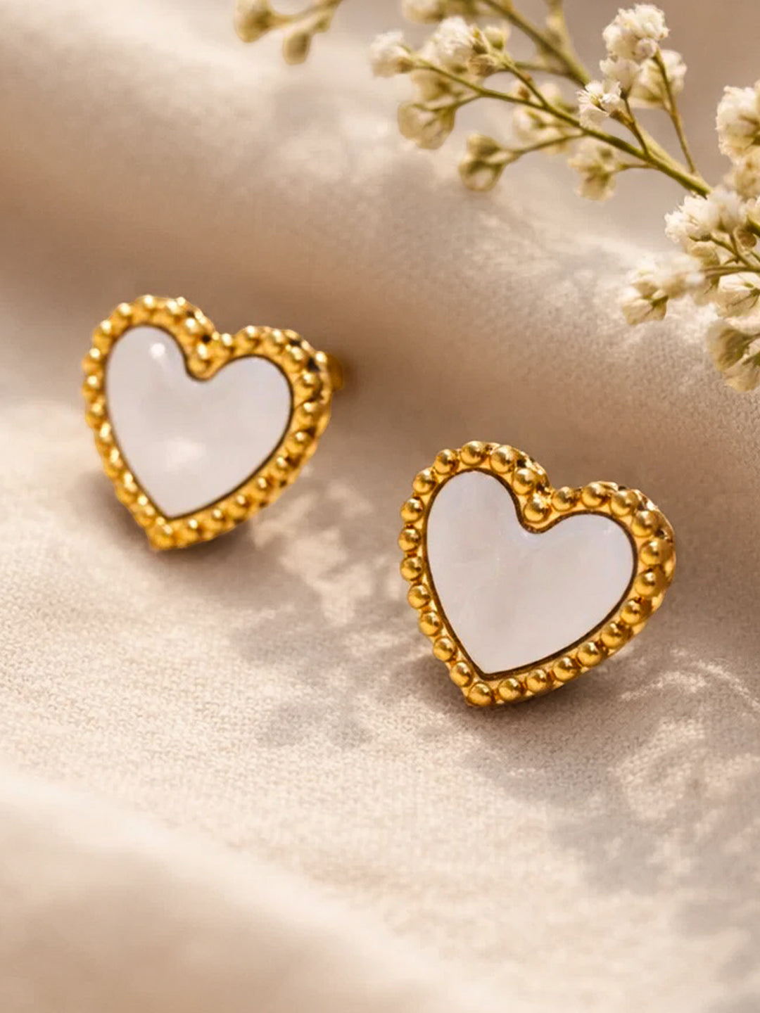 Demi Fine 18K Gold Plated Stainless steel Heart Stud Earrings