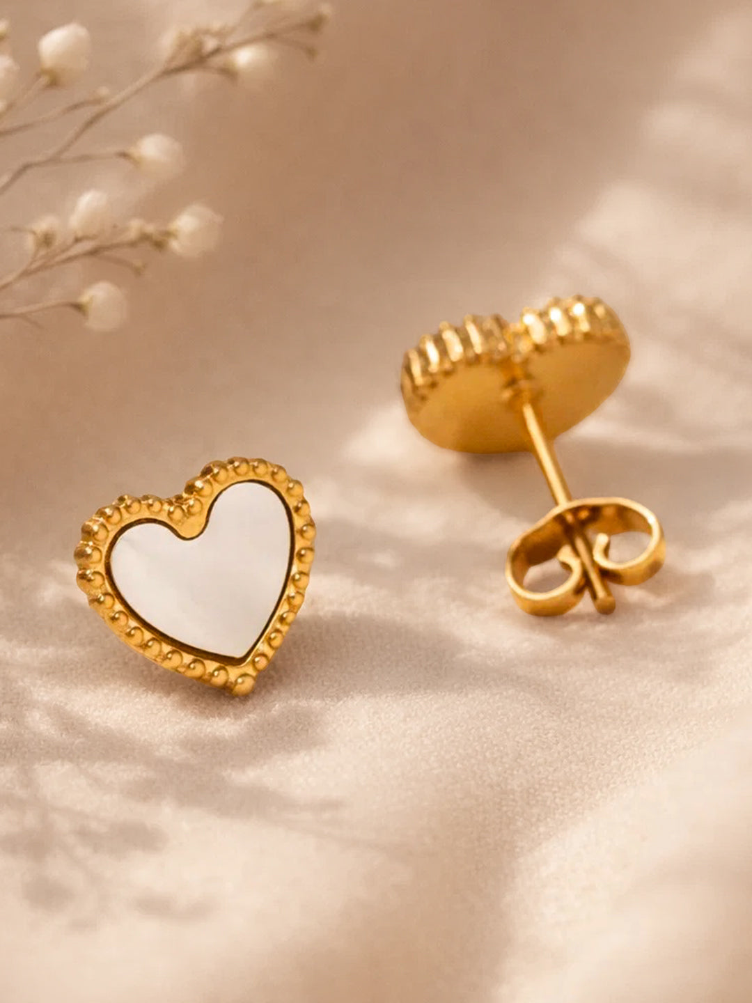 Demi Fine 18K Gold Plated Stainless steel Heart Stud Earrings