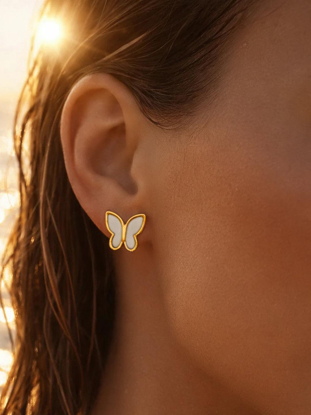 Demi Fine 18K Gold Plated Stainless steel Mini Butterfly Stud Earrings